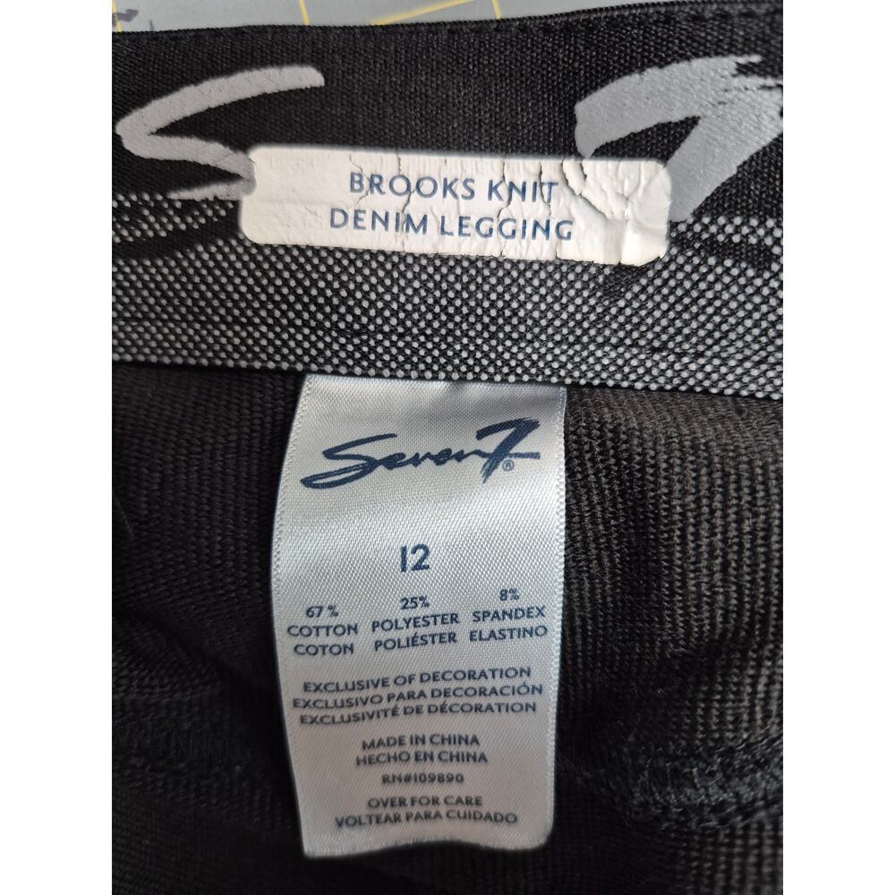 Seven7 Knit Denim Leggings Black Pull On Stretch Jeans Sz 12 - Picture 6 of 7